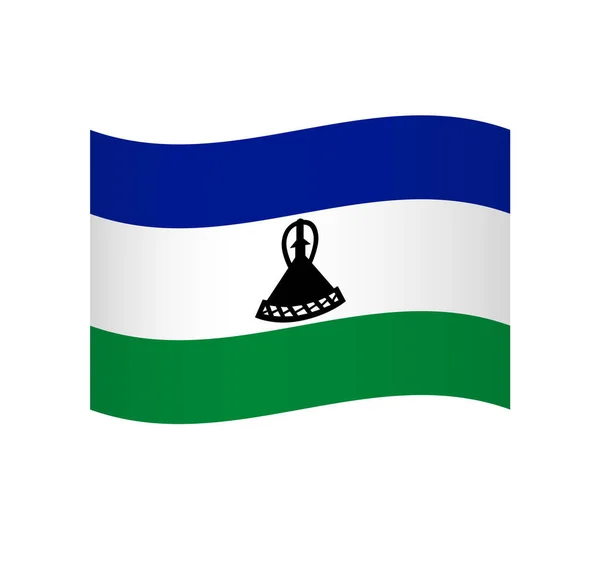 Bandera Lesotho Icono Vector Ondulado Simple Con Sombreado — Vector de stock