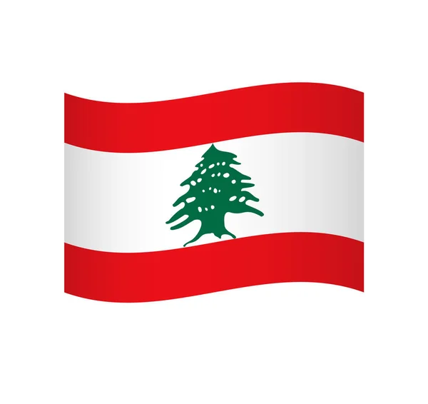 Bandiera Libano Semplice Icona Vettoriale Ondulata Con Ombreggiatura — Vettoriale Stock
