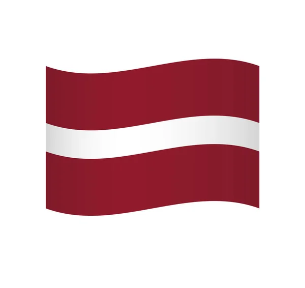 Lettország Zászló Egyszerű Hullámos Vektor Ikon Árnyékolással — Stock Vector