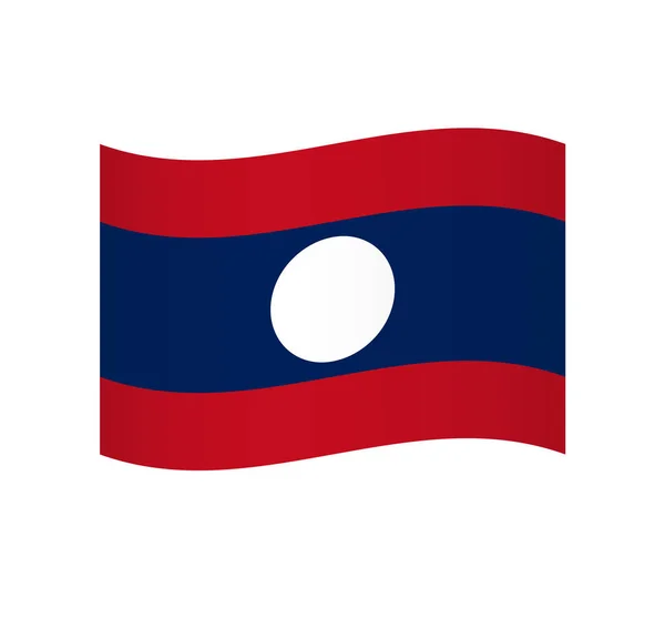 Laos Flagge Einfaches Wellenvektorsymbol Mit Schattierung — Stockvektor