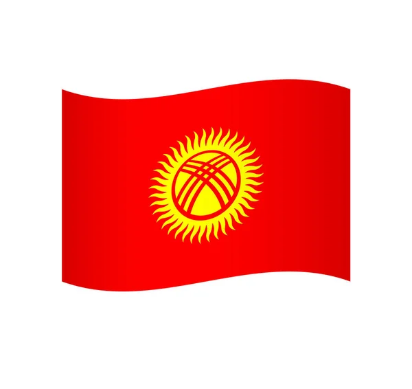 吉尔吉斯斯坦国旗 带有阴影的简单波浪形矢量图标 — 图库矢量图片