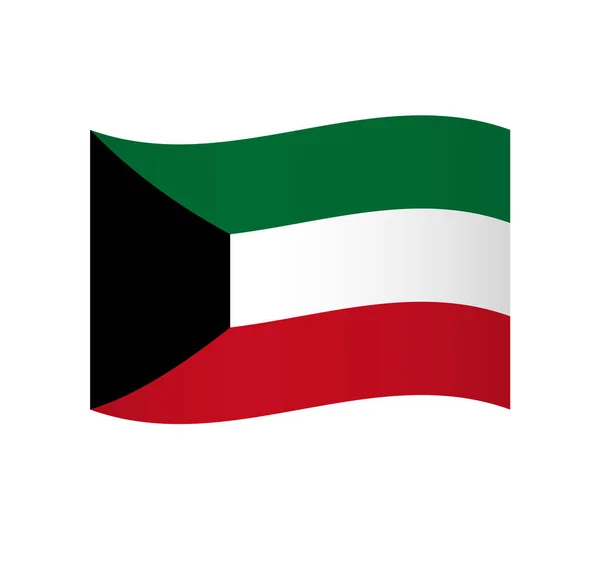 Kuvajtský Příznak Jednoduchá Vlnitá Vektorová Ikona Stínem — Stockový vektor