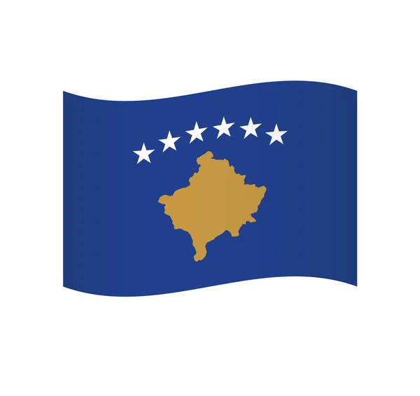 Flaga Kosowa Prosta Ikona Wektora Falistego Cieniem — Wektor stockowy