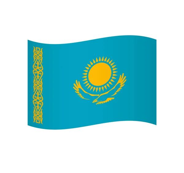 Kazakhstan Flag Simple Wavy Vector Icon Shading — Stock Vector