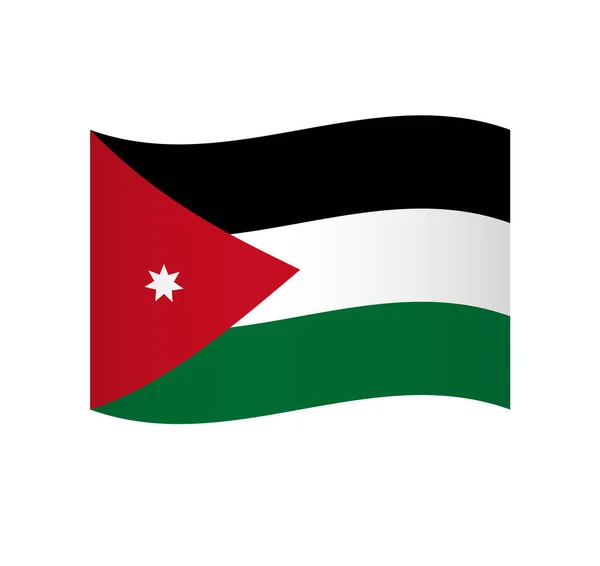 Jordánská Vlajka Jednoduchá Vlnitá Ikona Stínováním — Stockový vektor