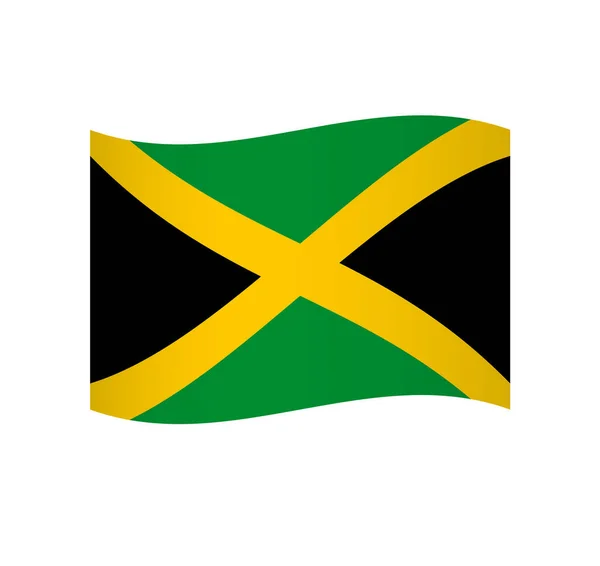 Jamaica Flagga Enkel Vågig Vektor Ikon Med Skuggning — Stock vektor