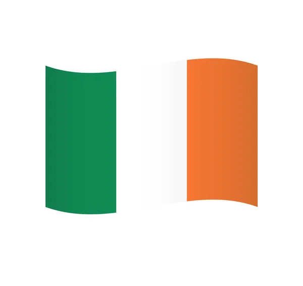 Флаг Ирландии Простой Волнистый Векторный Значок Затенением — стоковый вектор