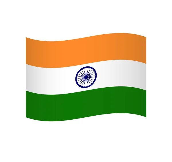 Indická Vlajka Jednoduchá Vlnitá Ikona Stínováním — Stockový vektor