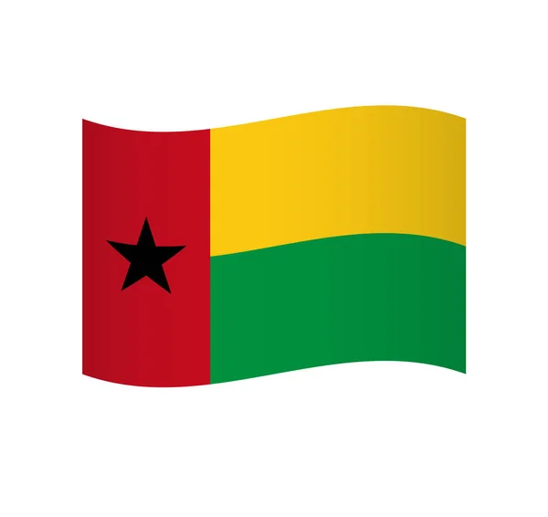 Flaga Gwinei Bissau Prosta Ikona Wektora Falistego Cieniem — Wektor stockowy