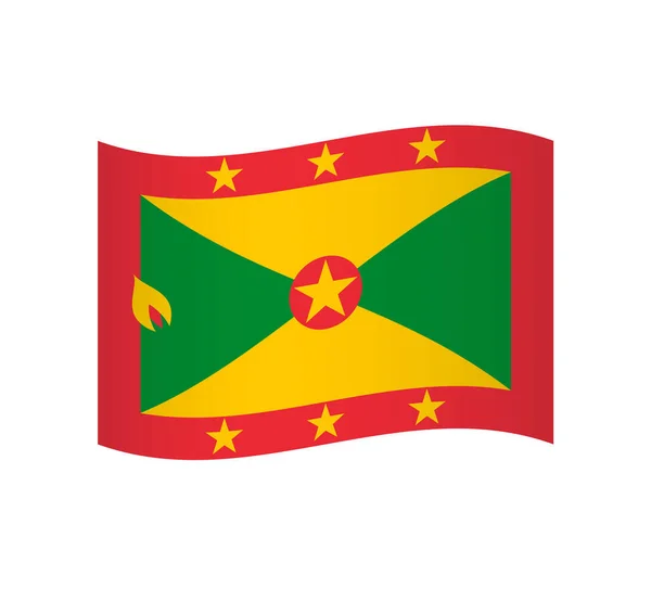 Bandeira Granada Ícone Vetor Ondulado Simples Com Sombreamento — Vetor de Stock