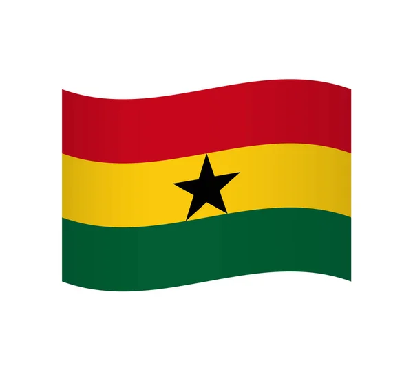 Ghanská Vlajka Jednoduchá Vlnitá Ikona Stínováním — Stockový vektor