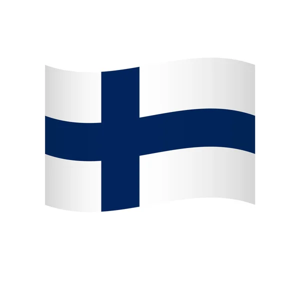 Bandeira Finlândia Ícone Vetor Ondulado Simples Com Sombreamento — Vetor de Stock