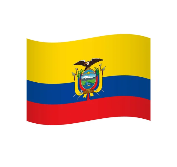 Ekvádorská Vlajka Jednoduchá Vlnitá Ikona Stínováním — Stockový vektor