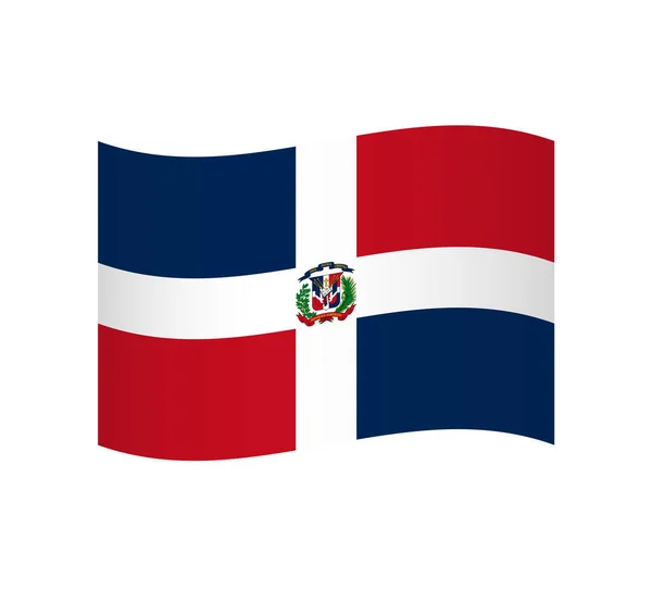 Drapeau République Dominicaine Simple Icône Vectorielle Ondulée Avec Ombrage — Image vectorielle