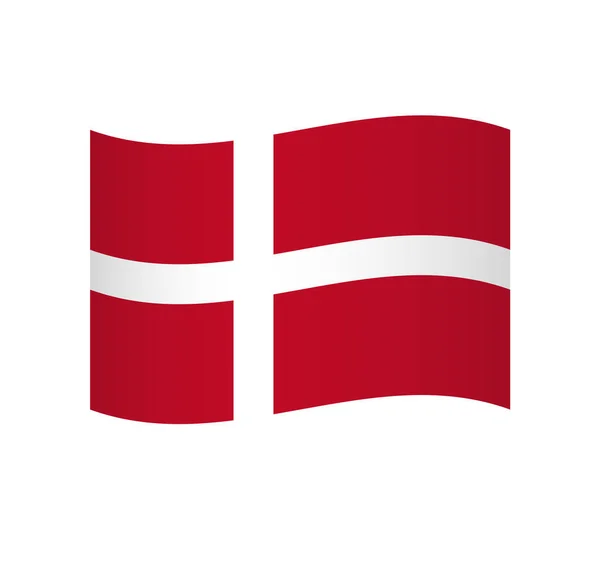 Dánia Zászló Egyszerű Hullámos Vektor Ikon Árnyékolással — Stock Vector