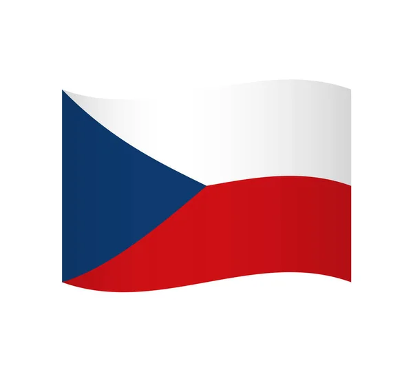 Flaga Republiki Czeskiej Prosta Ikona Wektora Falistego Cieniem — Wektor stockowy
