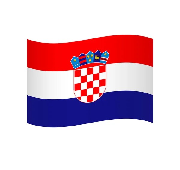 Kroatien Flagga Enkel Vågig Vektor Ikon Med Skuggning — Stock vektor