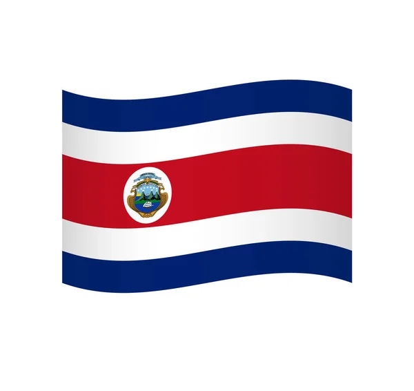 Флаг Коста Рики Простой Волнистый Векторный Значок Затенением — стоковый вектор