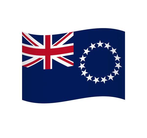 Drapeau Des Îles Cook Simple Icône Vectorielle Ondulée Avec Ombrage — Image vectorielle