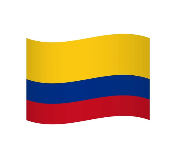 Colombia Flag Semplice Icona Vettoriale Ondulata Con Ombreggiatura — Vettoriale Stock