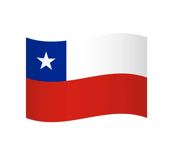 Bandeira Chile Ícone Vetor Ondulado Simples Com Sombreamento — Vetor de Stock