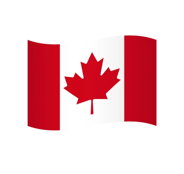 Kanada Vlajka Jednoduchá Vlnitá Vektorová Ikona Stínem — Stockový vektor