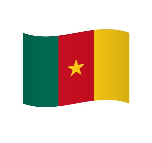 喀麦隆国旗 带有阴影的简单波浪形矢量图标 — 图库矢量图片