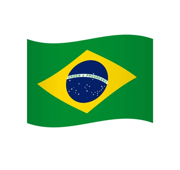 Brazil Flag Simple Wavy Vector Icon Shading — Stock Vector