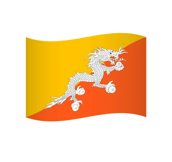 Bhutan Flag Simple Wavy Vector Icon Shading — Stock Vector
