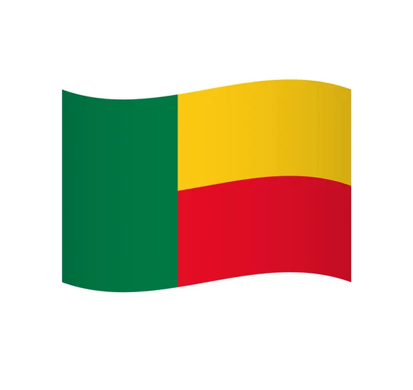 Bandera Benín Icono Vector Ondulado Simple Con Sombreado — Archivo Imágenes Vectoriales