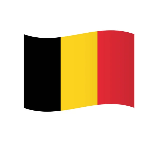 Belgien Flagga Enkel Vågig Vektor Ikon Med Skuggning — Stock vektor