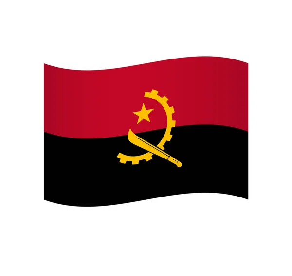 Angola Flagga Enkel Vågig Vektor Ikon Med Skuggning — Stock vektor