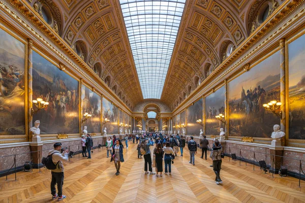 Versailles France April 2023 Gallery Battles Long Hall Historic Paintings — Stock Photo, Image