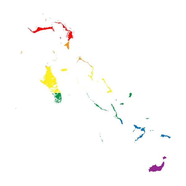 Bahamas Land Silhouette Landkartensilhouette Regenbogenfarben Der Lgbt Flagge — Stockvektor