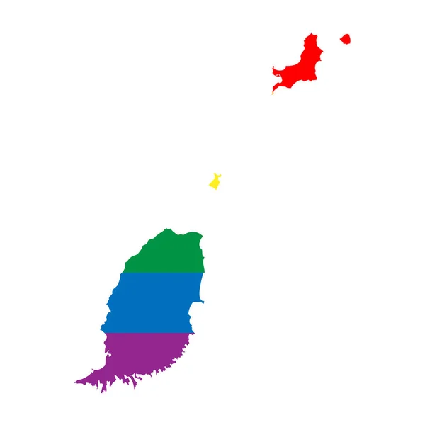 Grenadan Maalaissiluetti Maa Kartta Siluetti Sateenkaaren Värejä Lgbt Lippu — vektorikuva
