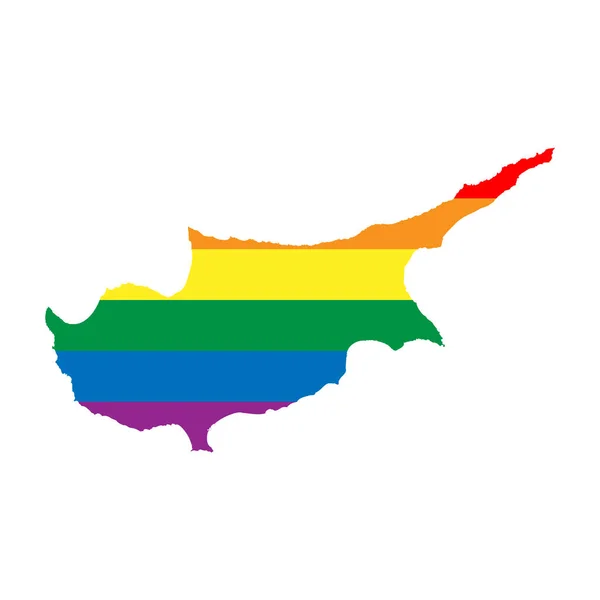 Kıbrıs Ülke Silueti Lgbt Bayrağının Gökkuşağı Renklerinde Ülke Haritası Silueti — Stok Vektör
