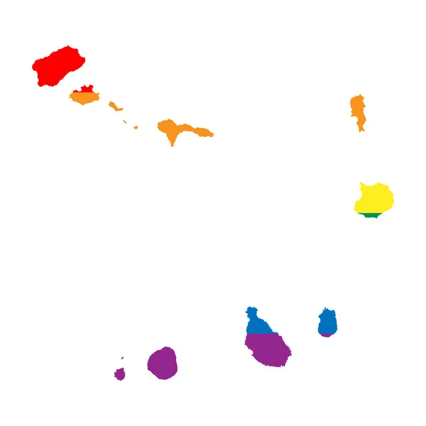 Silueta Campestre Cabo Verde Mapa País Silueta Colores Arco Iris — Vector de stock