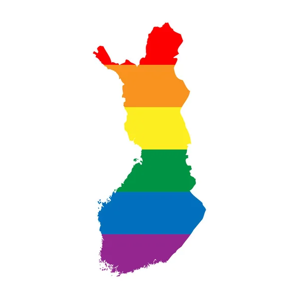 Die Silhouette Finnlands Landkartensilhouette Regenbogenfarben Der Lgbt Flagge — Stockvektor