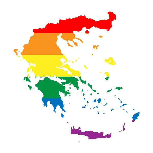 ギリシャカントリーシルエット 国地図シルエットで虹色のLgbt旗 — ストックベクタ