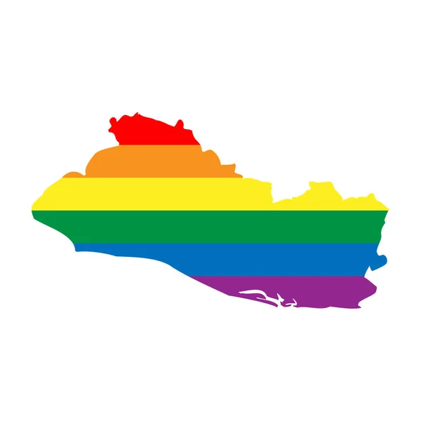 Die Silhouette Salvadors Landkartensilhouette Regenbogenfarben Der Lgbt Flagge — Stockvektor