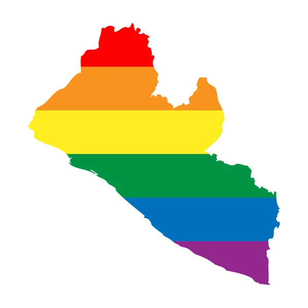 Liberia Land Silhouette Landkartensilhouette Regenbogenfarben Der Lgbt Flagge — Stockvektor
