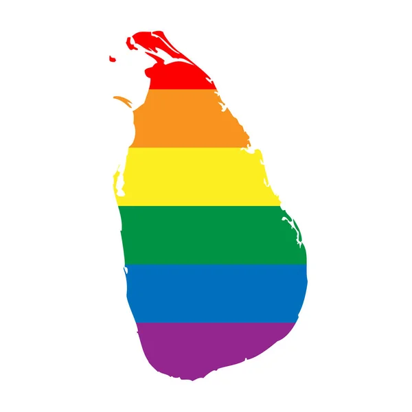 スリランカカントリーシルエット 国地図シルエットで虹色のLgbt旗 — ストックベクタ