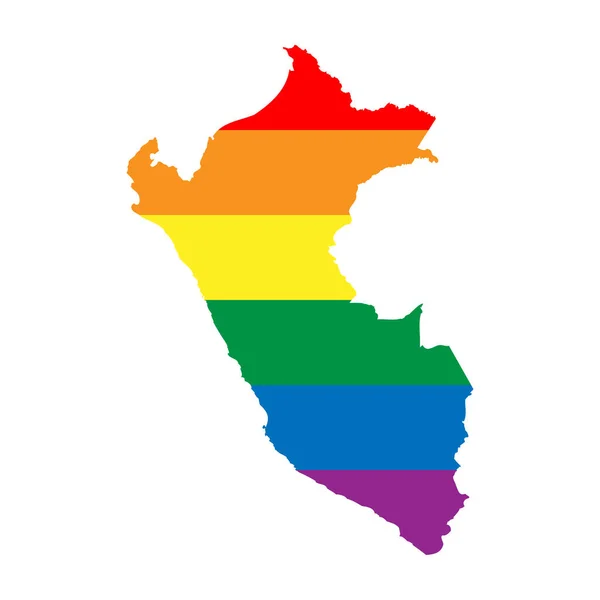 Peru Land Silhouette Landkartensilhouette Regenbogenfarben Der Lgbt Flagge — Stockvektor