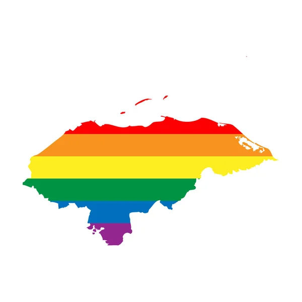 Die Silhouette Von Honduras Landkartensilhouette Regenbogenfarben Der Lgbt Flagge — Stockvektor
