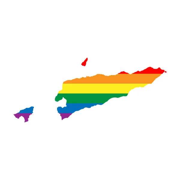 Die Silhouette Des Osttimorischen Landes Landkartensilhouette Regenbogenfarben Der Lgbt Flagge — Stockvektor