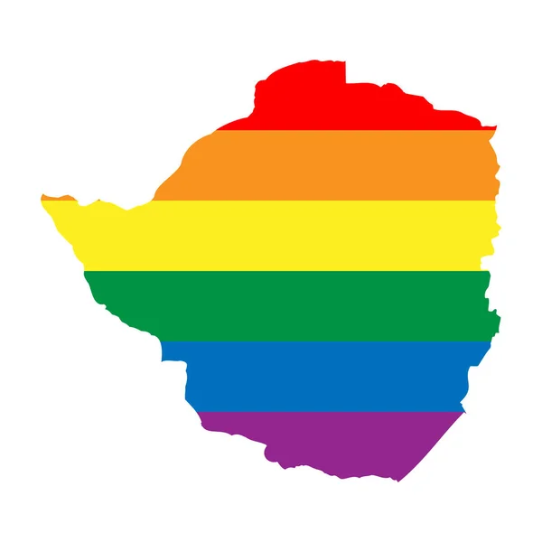 Silueta Campo Zimbabue Mapa País Silueta Colores Arco Iris Bandera — Vector de stock