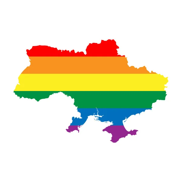 Die Silhouette Der Ukraine Landkartensilhouette Regenbogenfarben Der Lgbt Flagge — Stockvektor