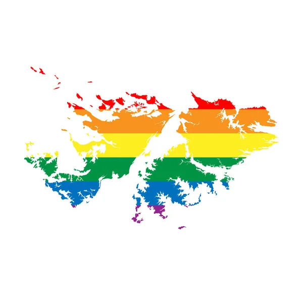 福克兰群岛的轮廓 Lgbt旗彩虹色的国家地图轮廓 — 图库矢量图片