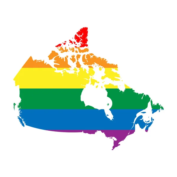 Silueta Country Canadá Mapa País Silueta Colores Arco Iris Bandera — Archivo Imágenes Vectoriales