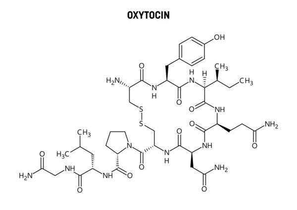 Estructura Molecular Oxitocina Oxitocina Hormona Del Amor Producida Hipotálamo Papel — Vector de stock